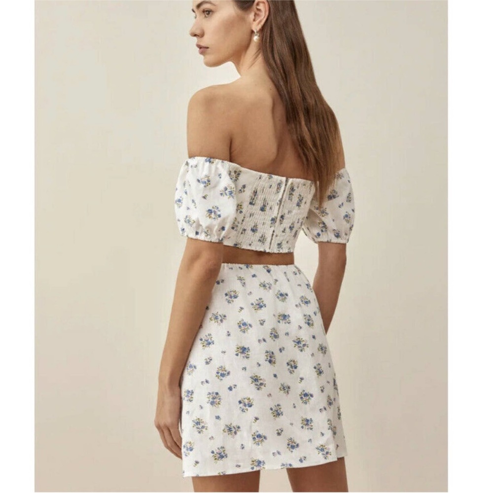 Reformation Emilia Mini Dress in Blaire, 100% Linen - Picture 2 of 5